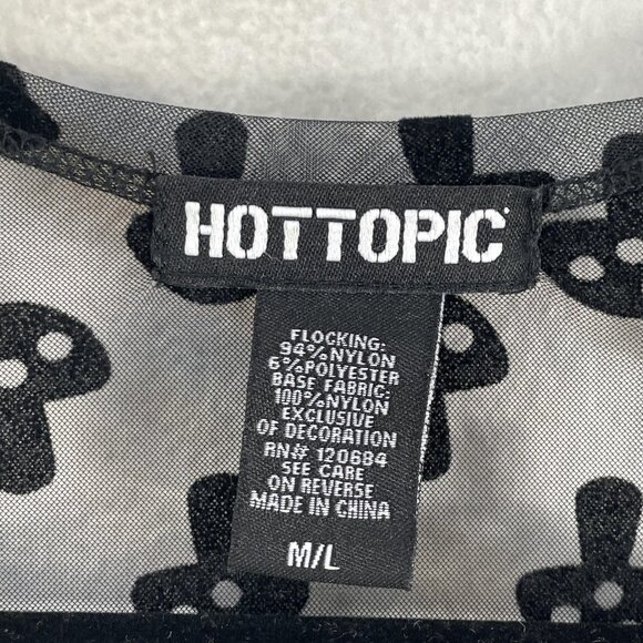 Hot Topic Mesh Kimono Jacket Womens M/L Black Sheer Mushroom Fringe Gothic - Picture 3 of 10